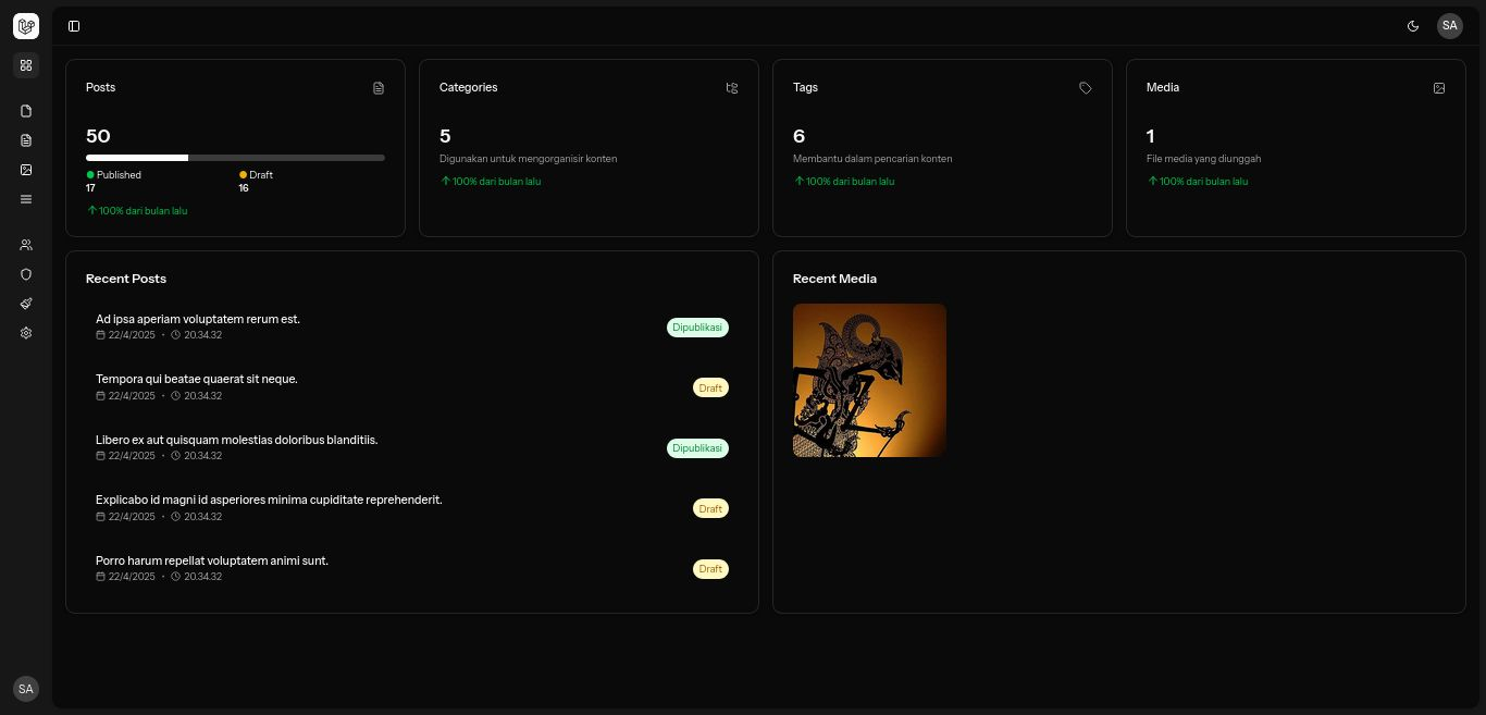 HibbuCMS - Modern Content Management System built with Laravel and React, featuring intuitive admin interface